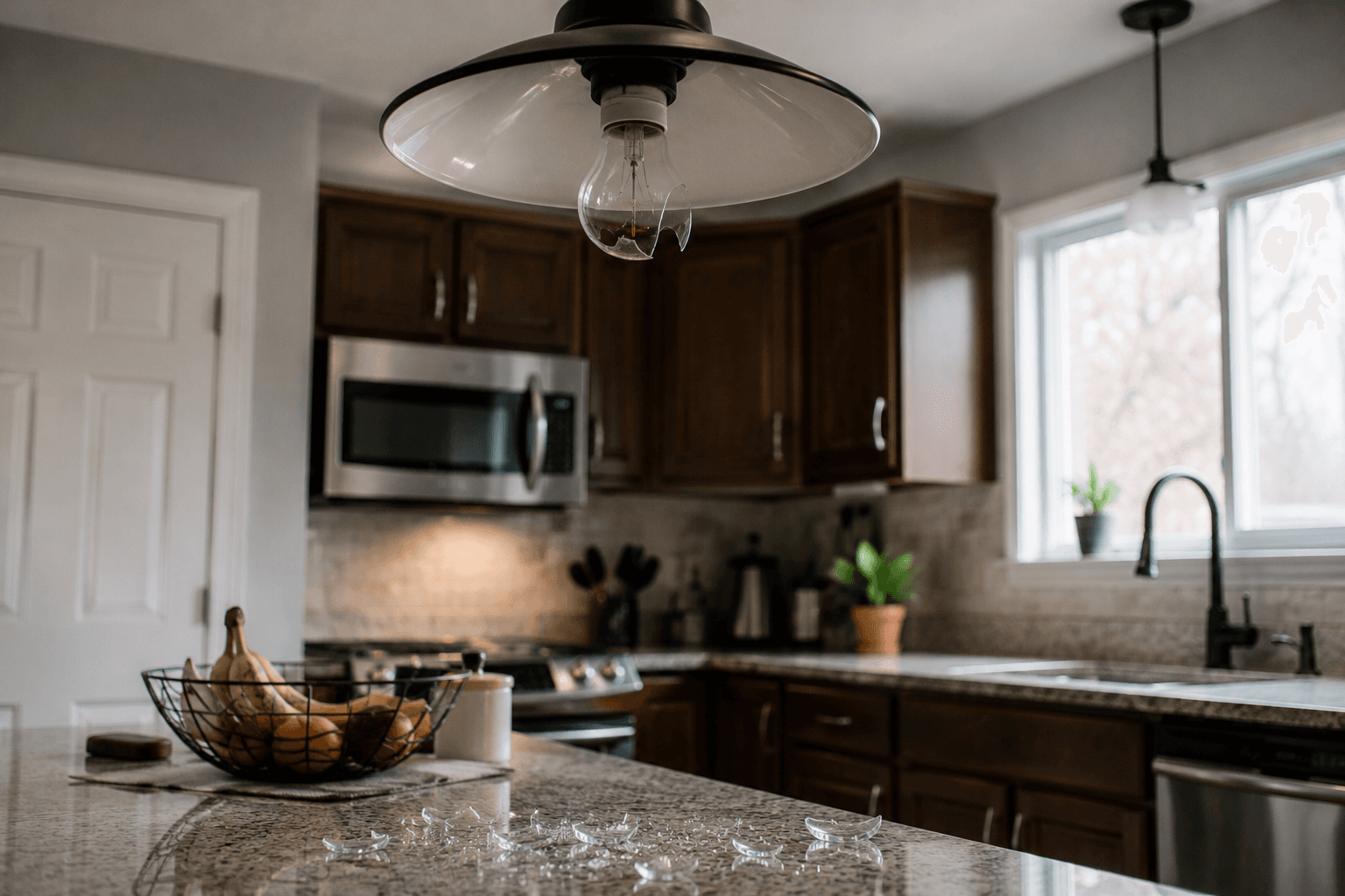 Broken light in the kitchen