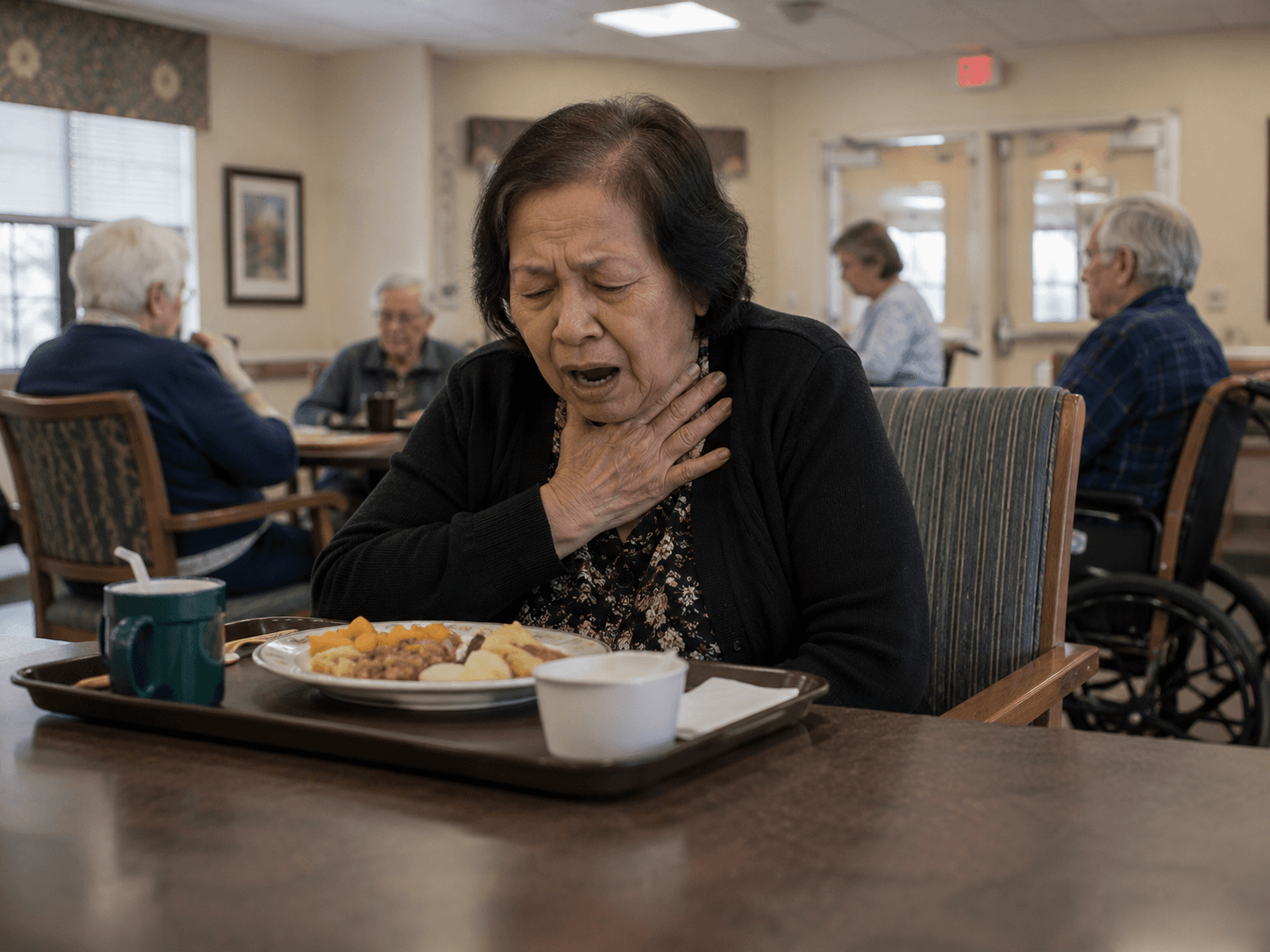 Choking risk scenario in a skilled nursing facility