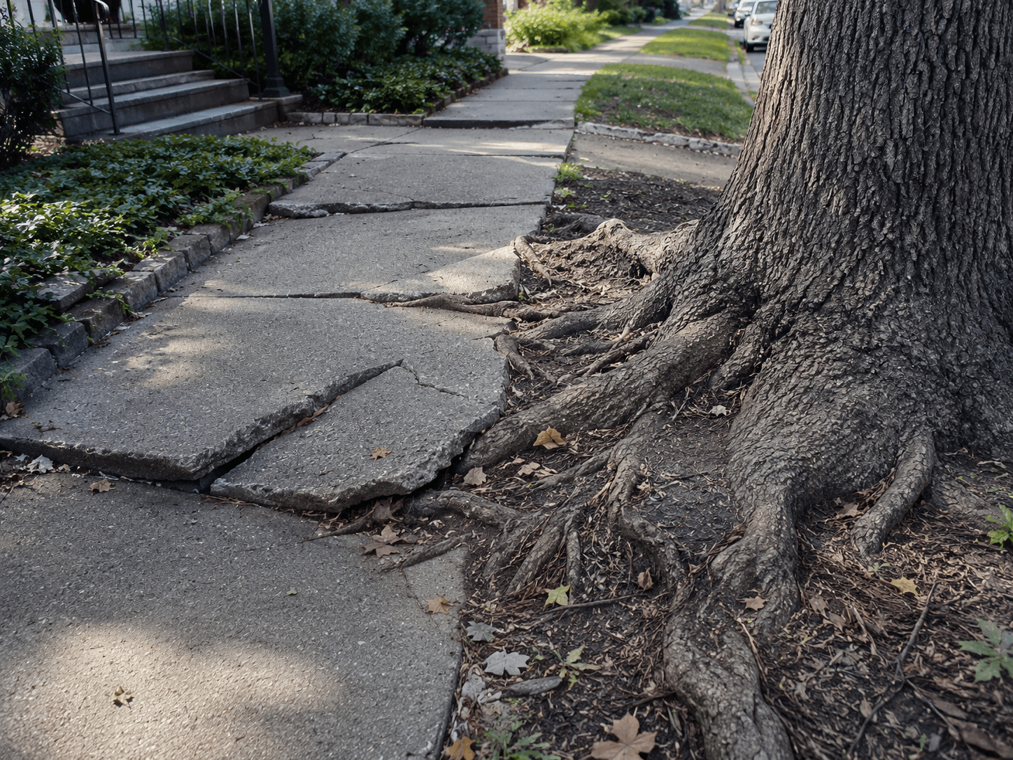 Uneven or hazardous sidewalk outside the home