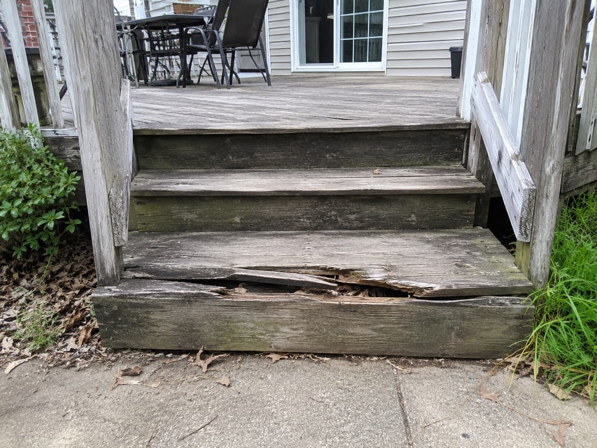 Broken or damaged outdoor stair