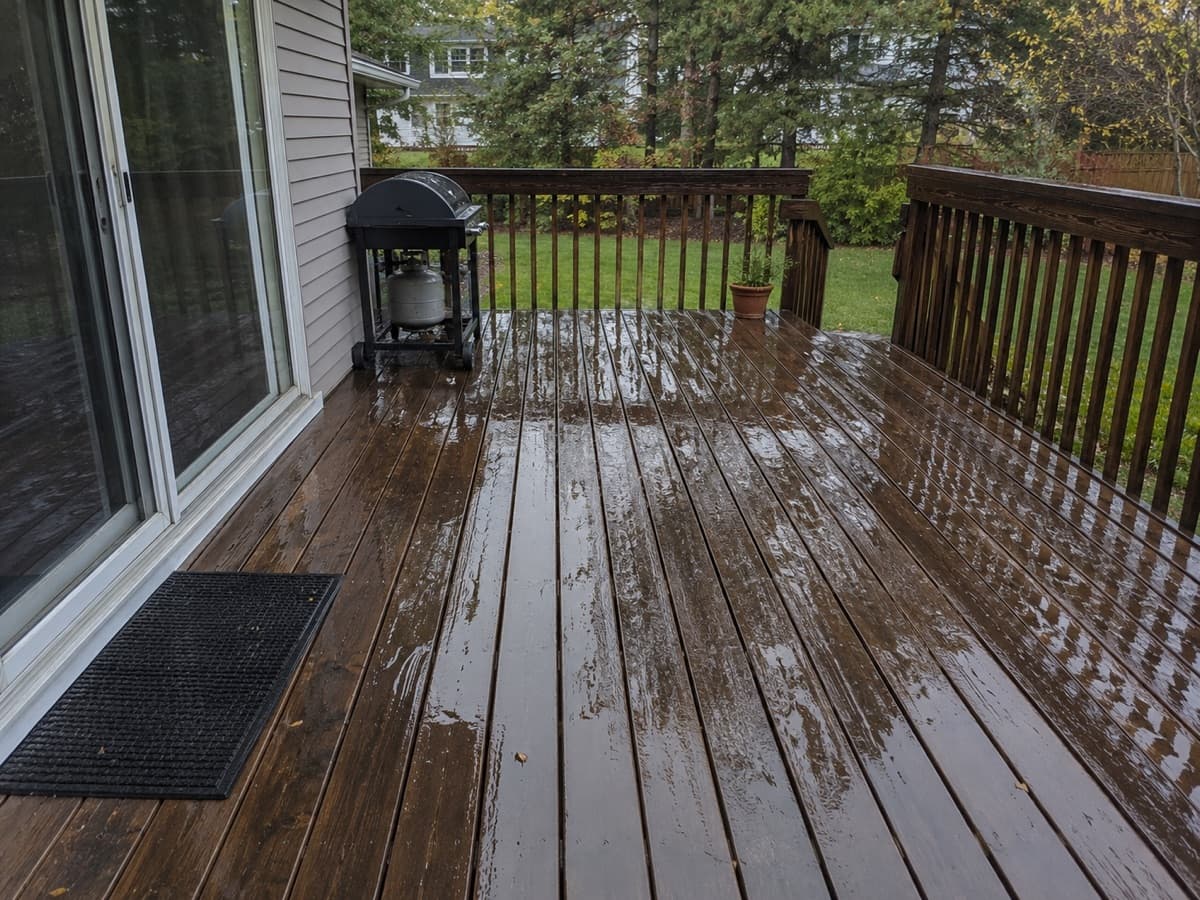 Wet deck creating a slip hazard