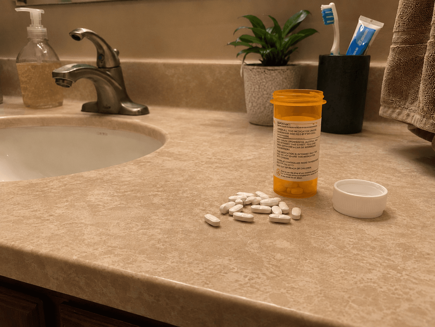 Unsecured medications in the bathroom creating a safety concern