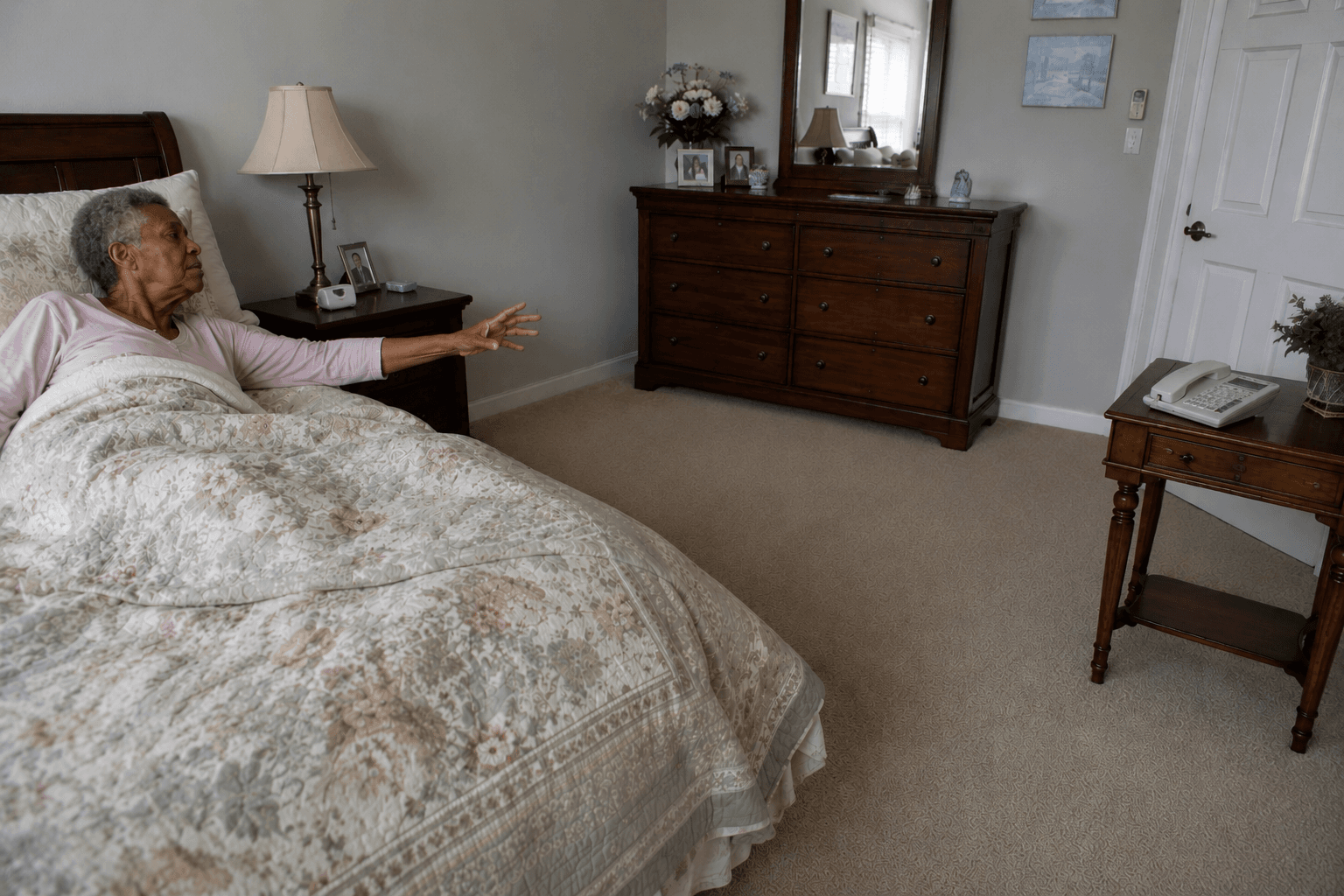 Unsafe reaching for a phone in the bedroom