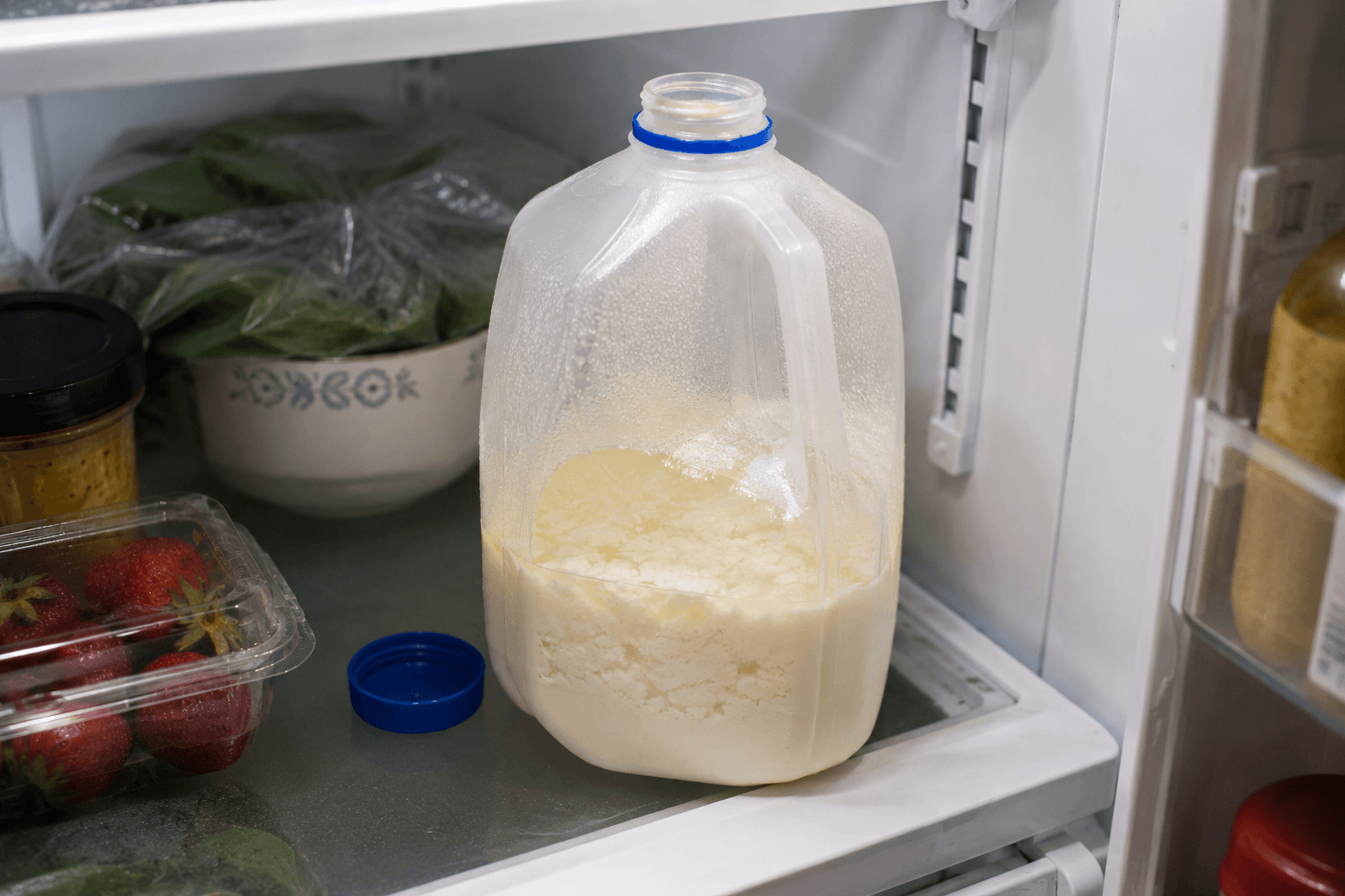 Spilled or expired food safety scenario in the kitchen
