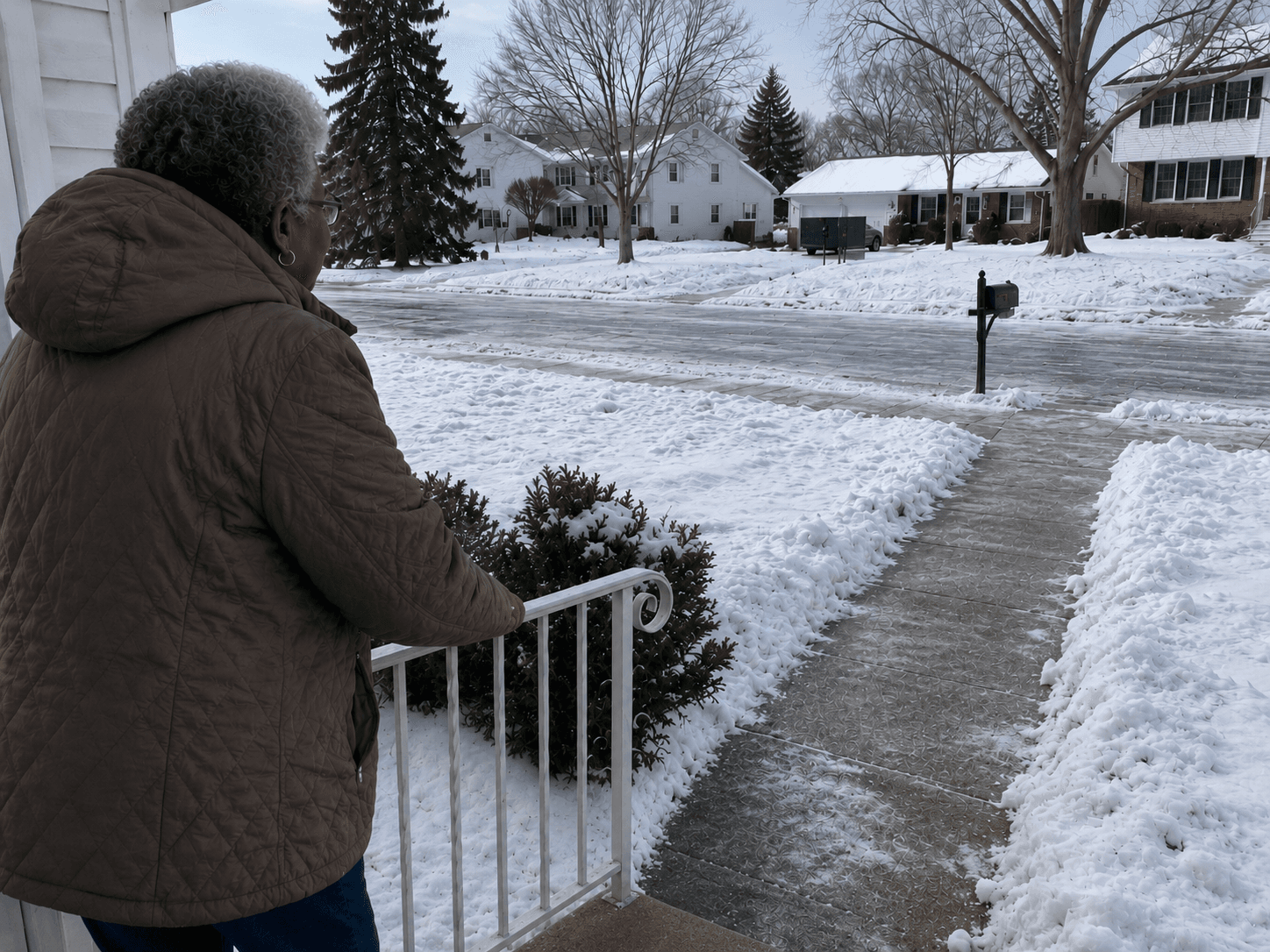 Icy walkway or surface hazard outside the home
