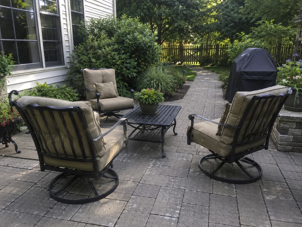 Outdoor furniture blocking a walkway