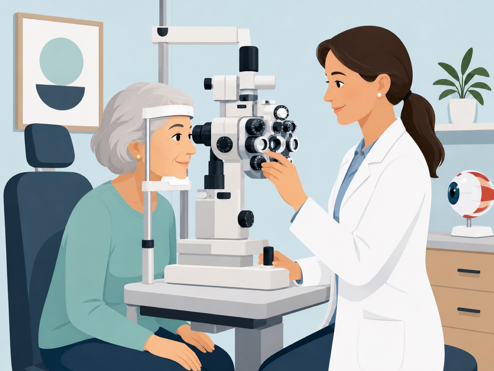 Person having their eyes and ears checked