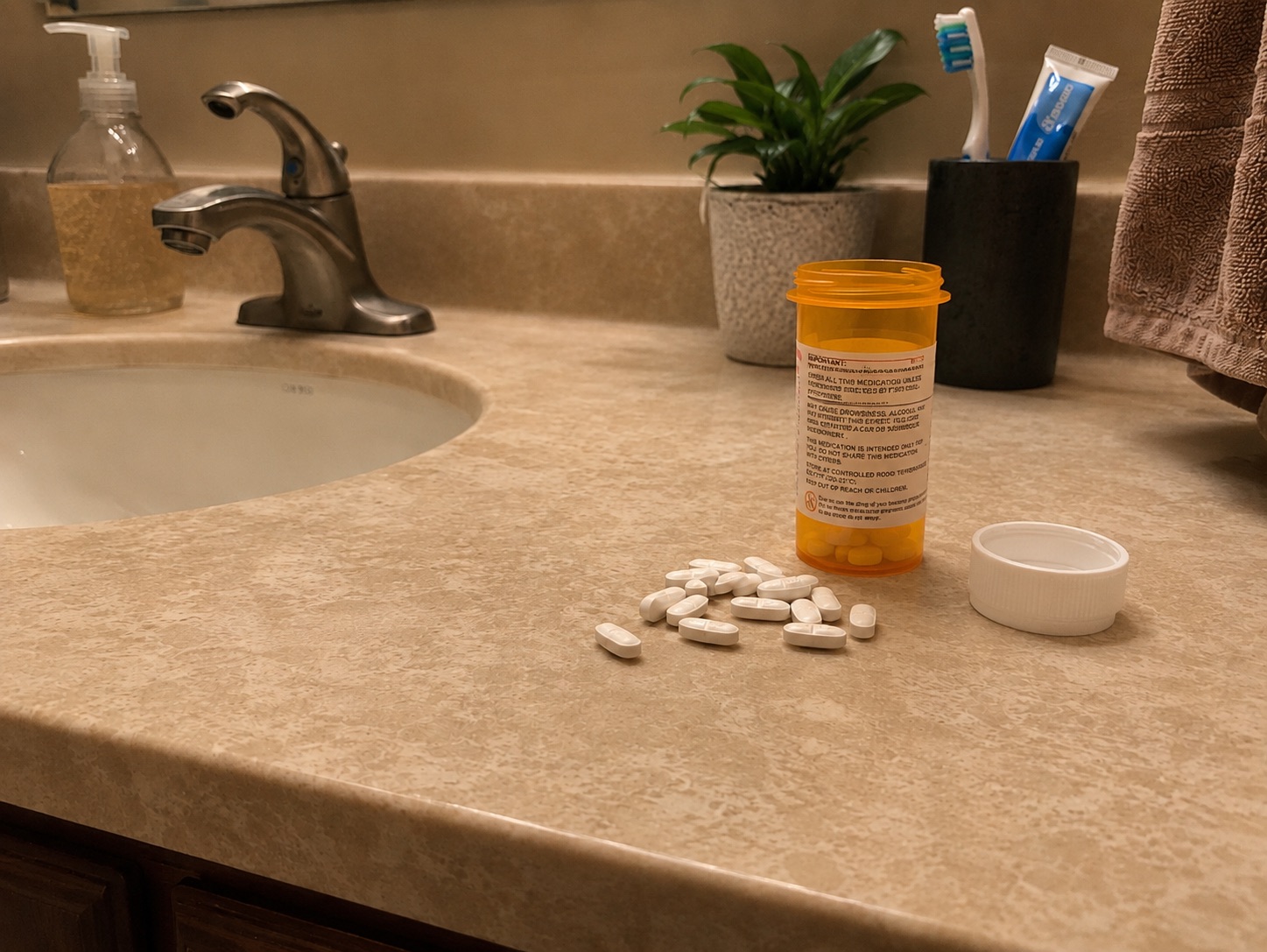 Unsecured medications in the bathroom creating a safety concern
