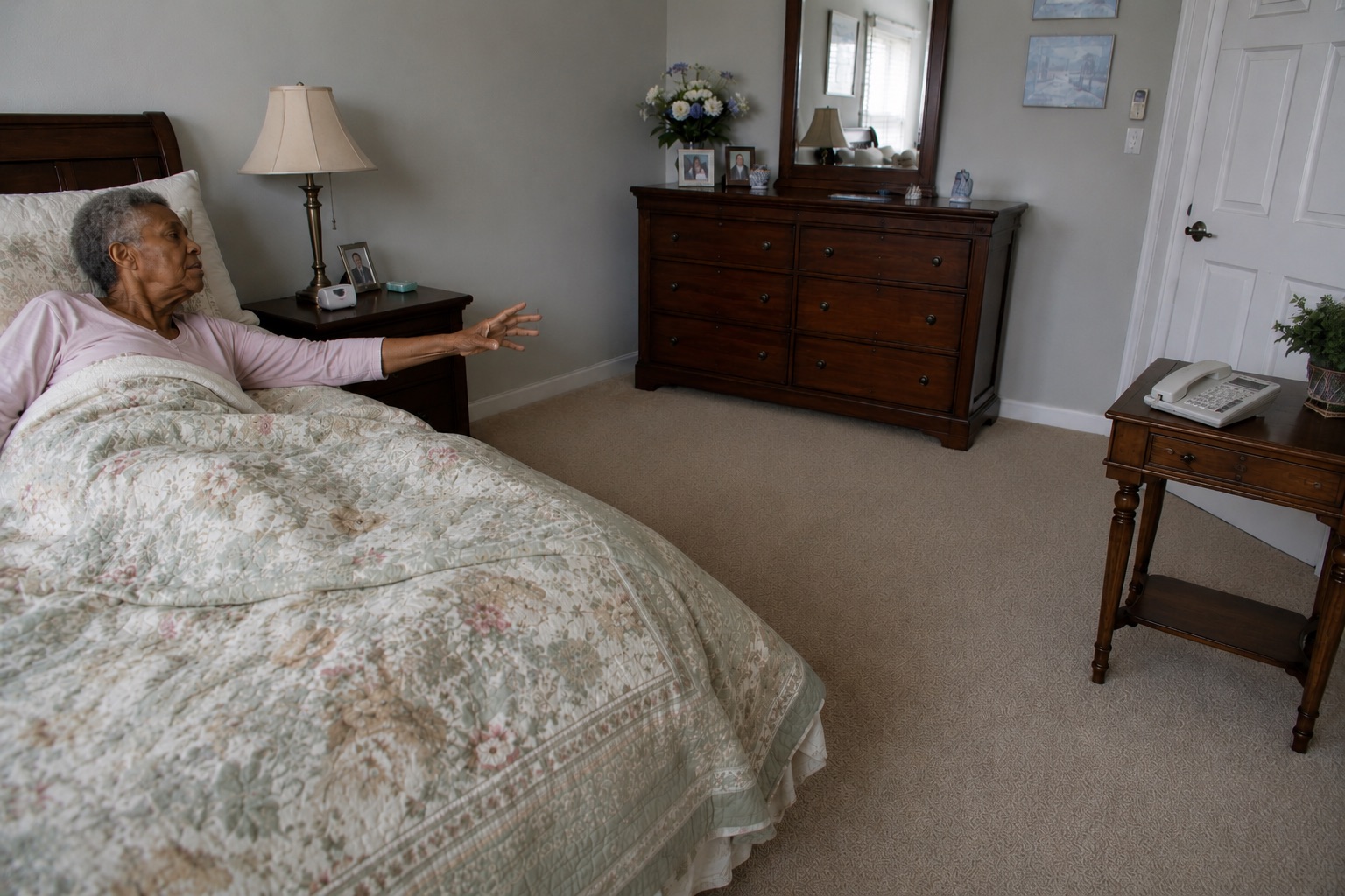 Unsafe reaching for a phone in the bedroom