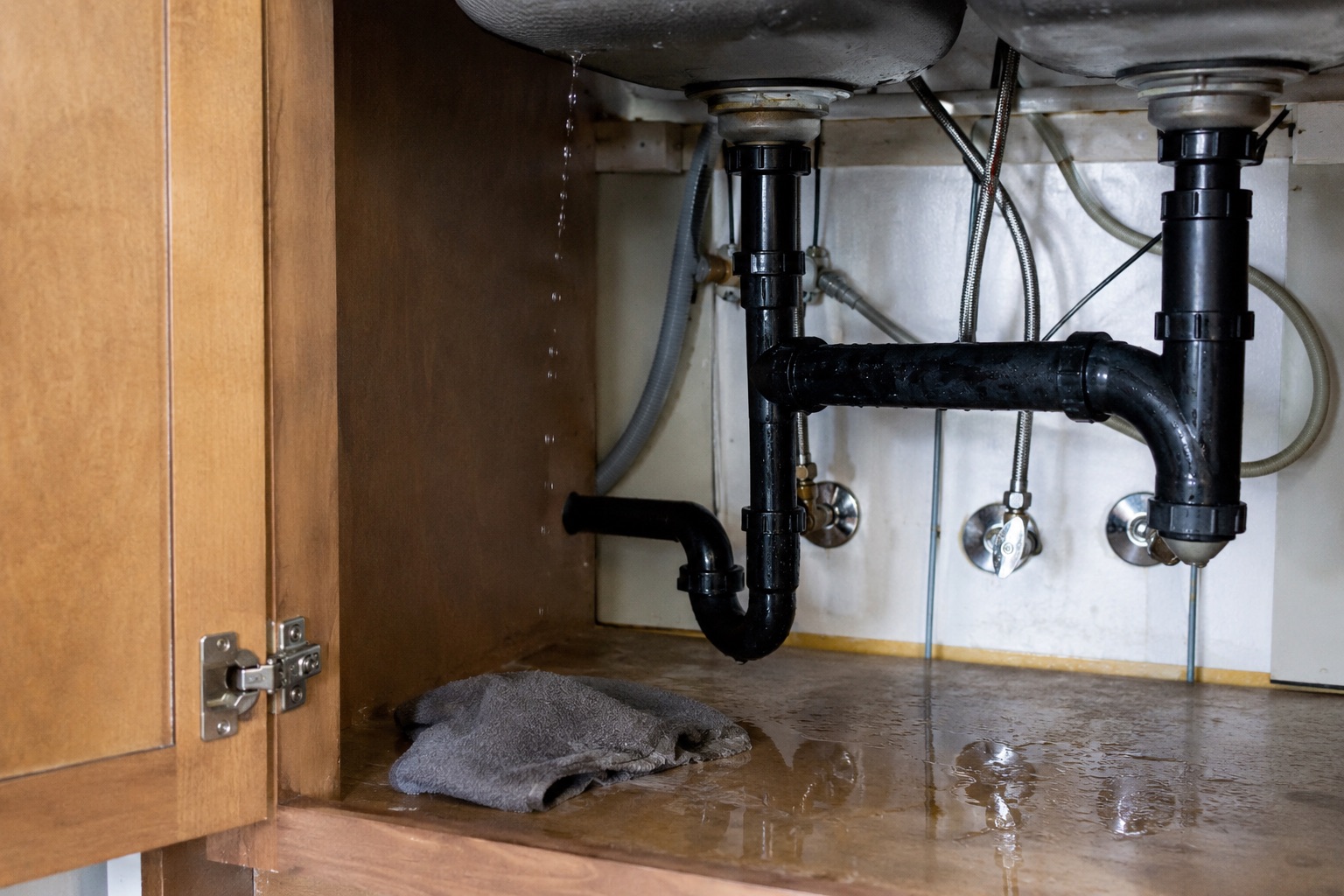 Water leak creating a slip and fall hazard