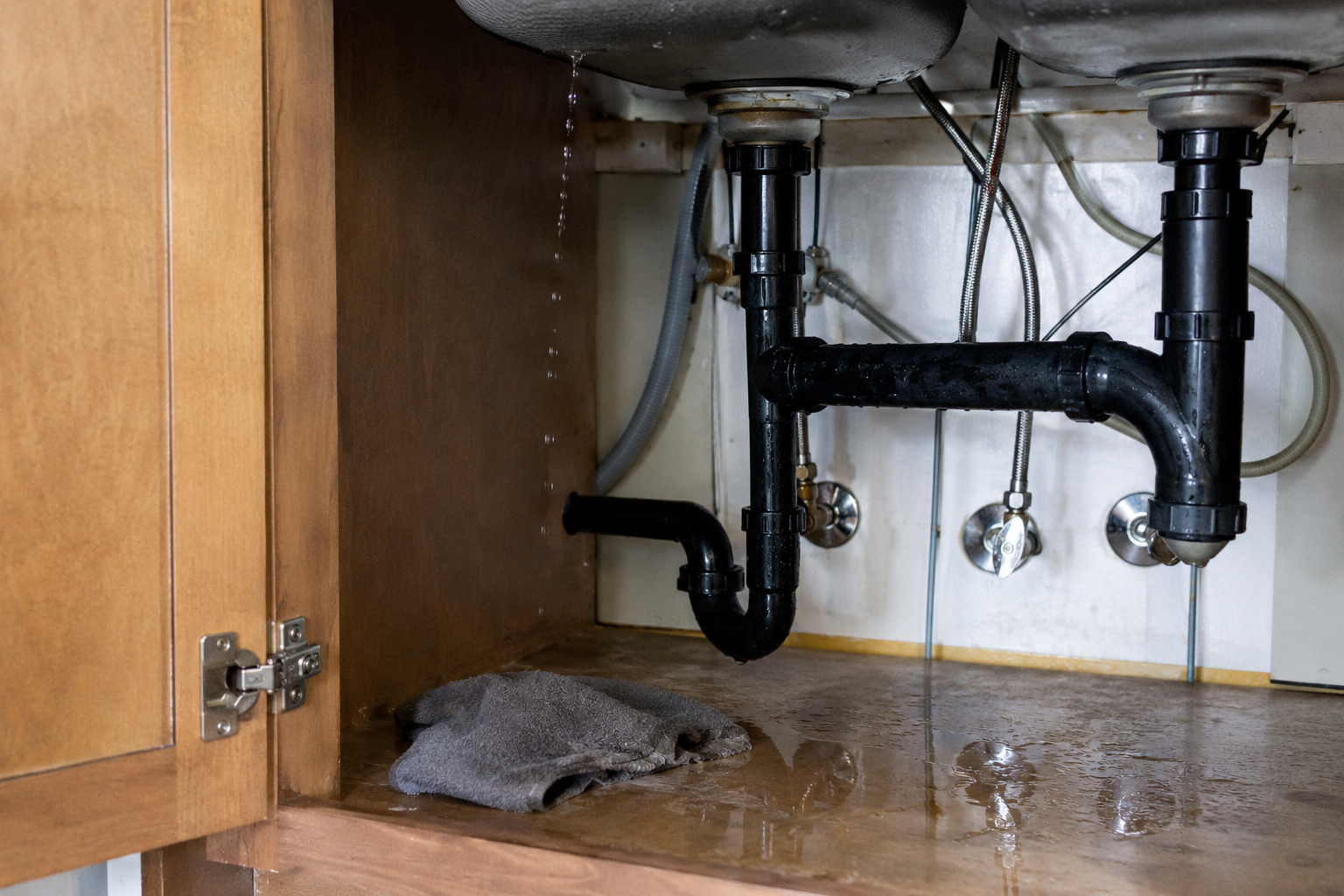 Water leak creating a slip and fall hazard