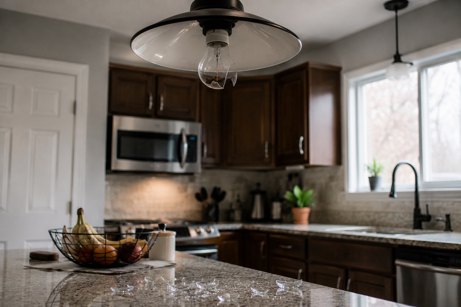 Broken light in the kitchen