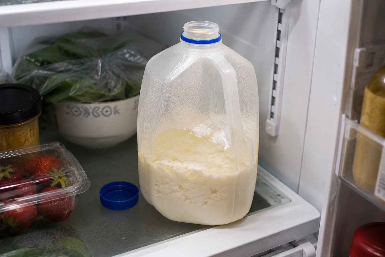 Spilled or expired food safety scenario in the kitchen