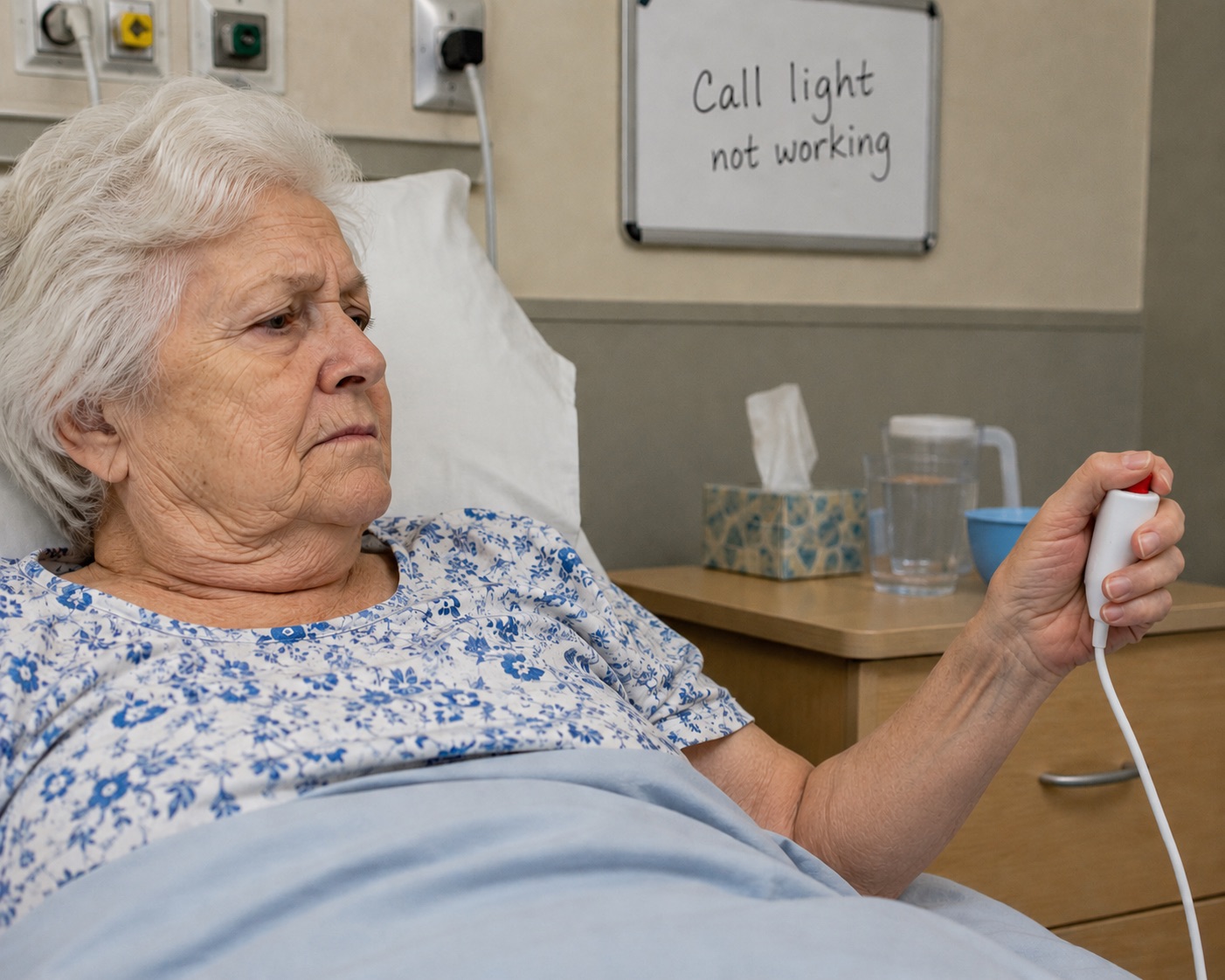 Broken call light in a skilled nursing facility