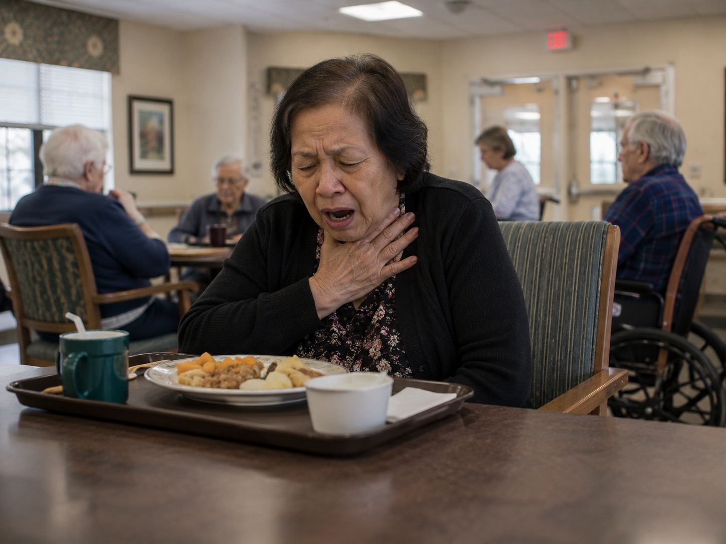 Choking risk scenario in a skilled nursing facility