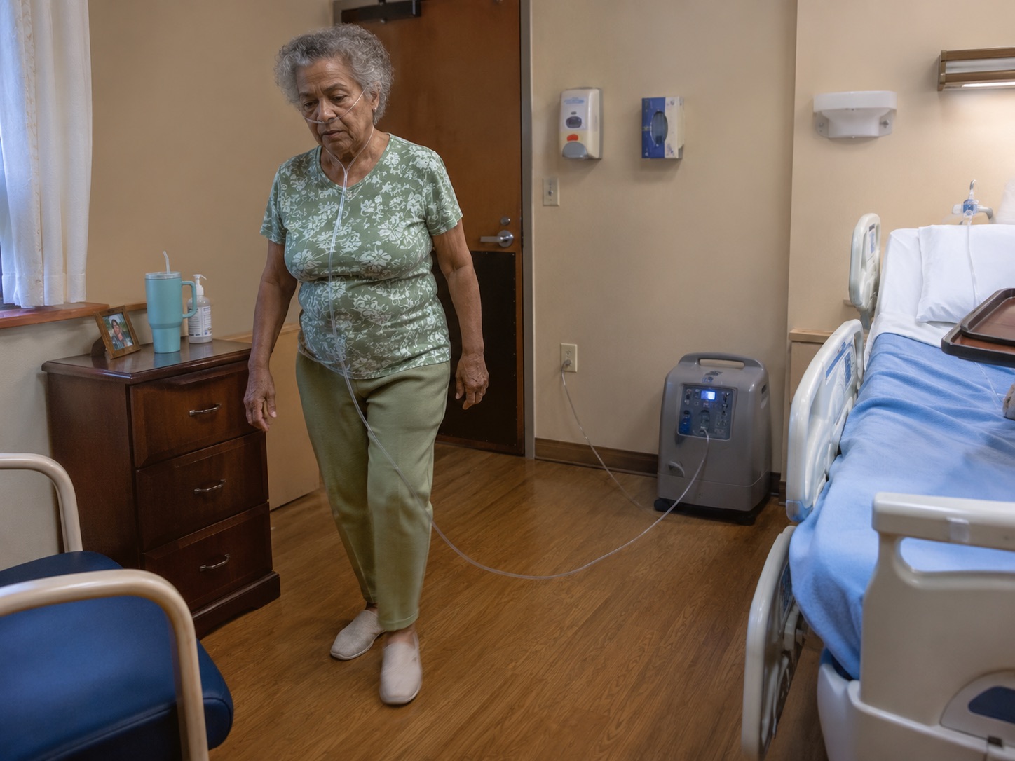 Oxygen use safety scenario in a skilled nursing facility