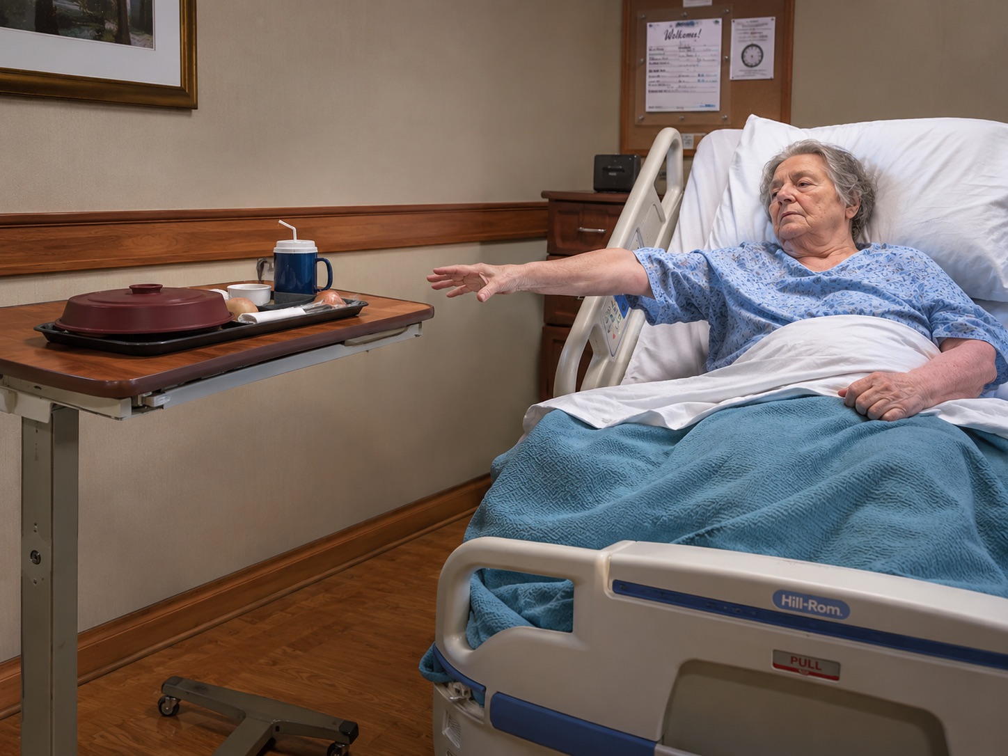 Unsafe reaching scenario in a skilled nursing facility
