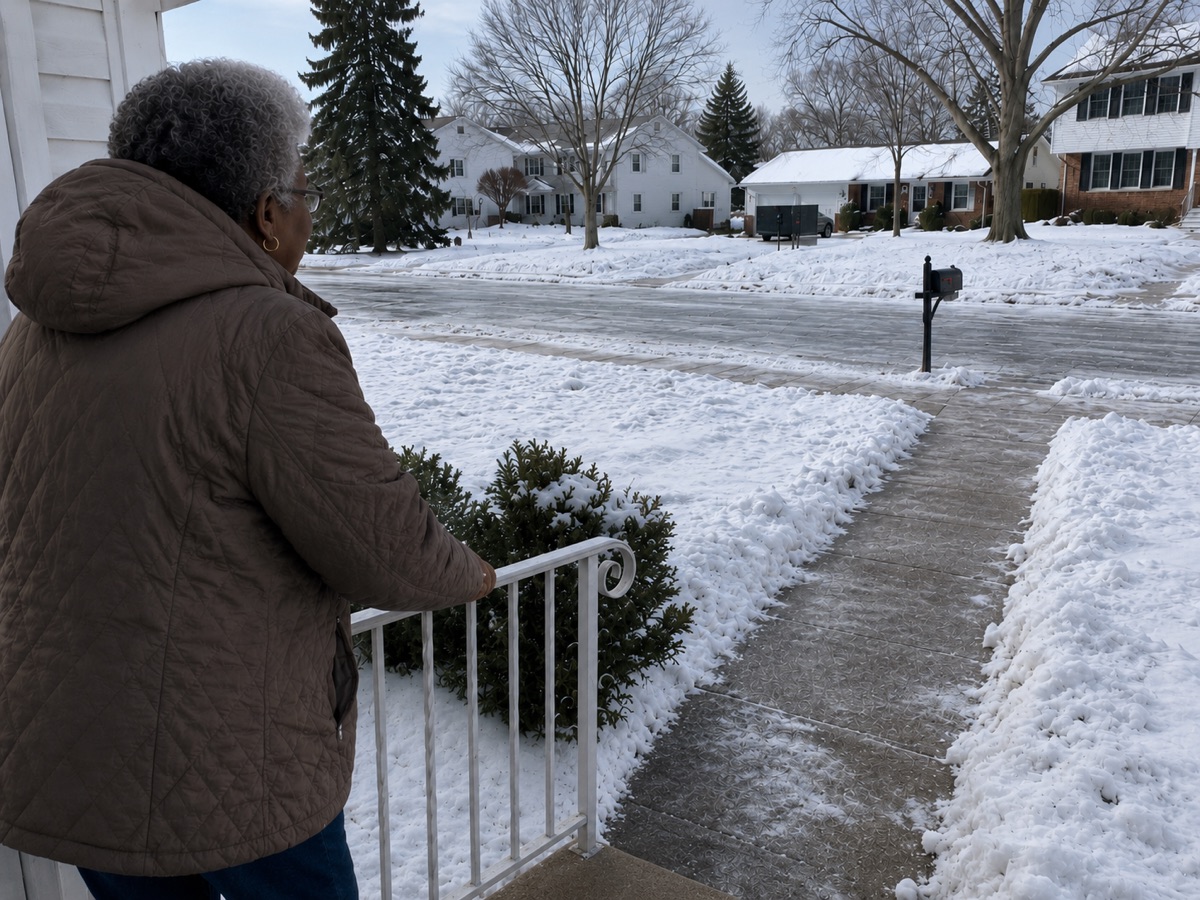 Icy walkway or surface hazard outside the home