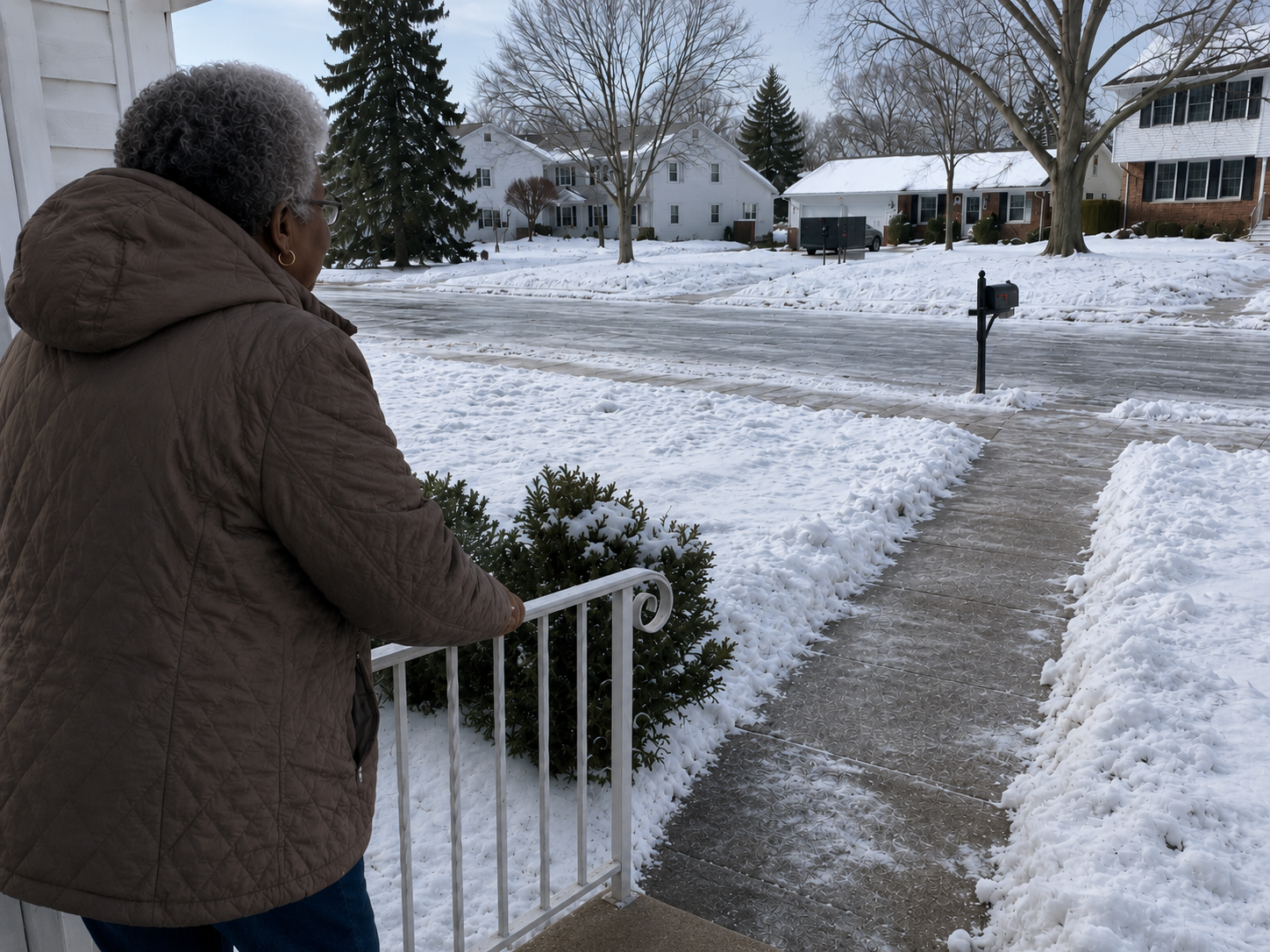 Icy walkway or surface hazard outside the home