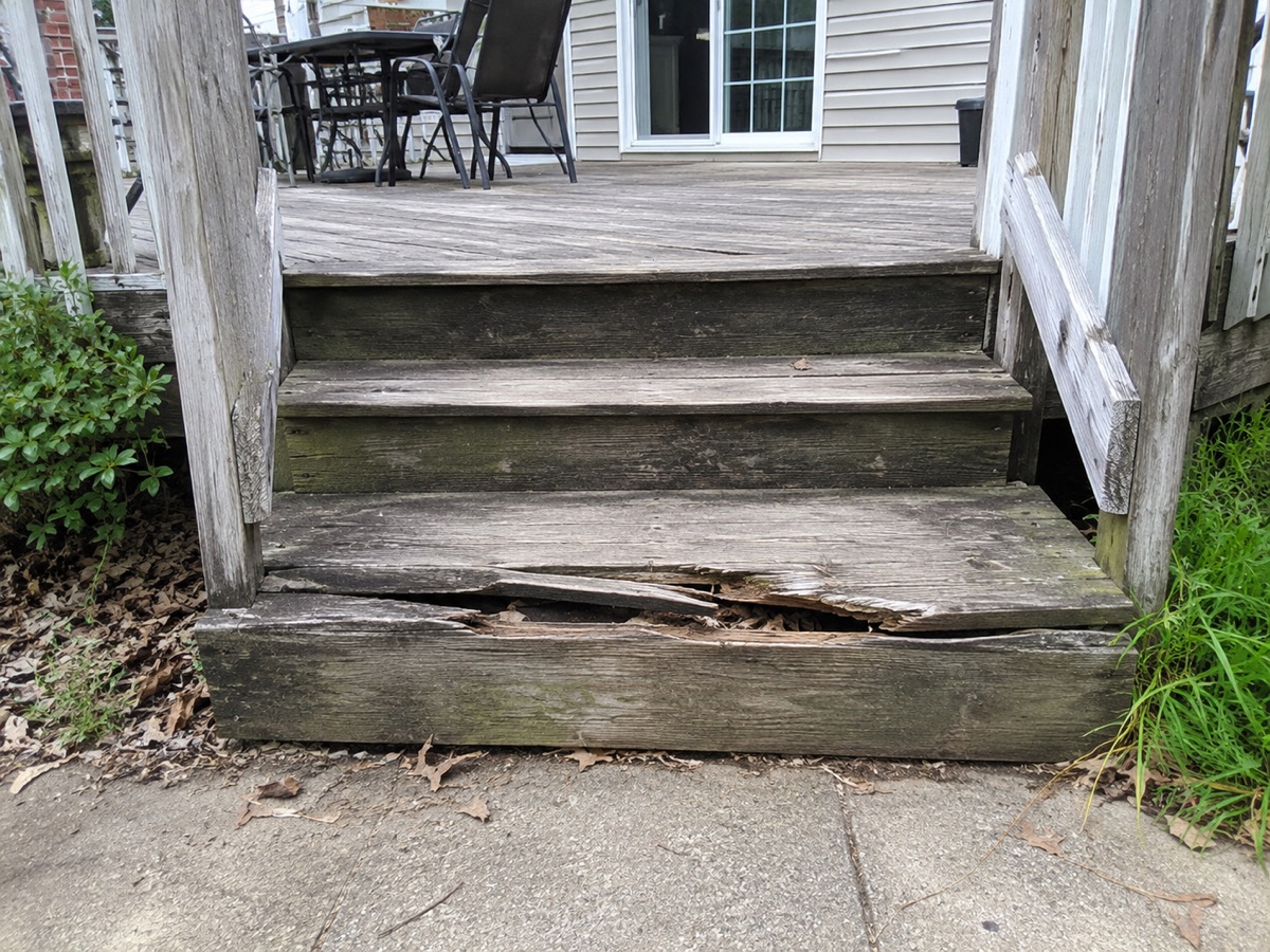 Broken or damaged outdoor stair