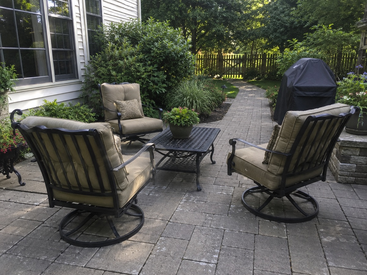 Outdoor furniture blocking a walkway