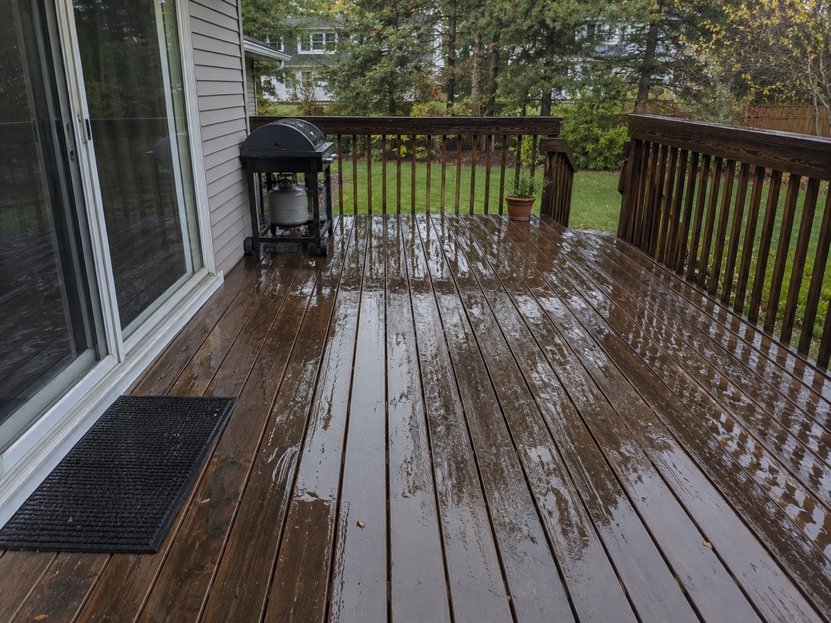 Wet deck creating a slip hazard