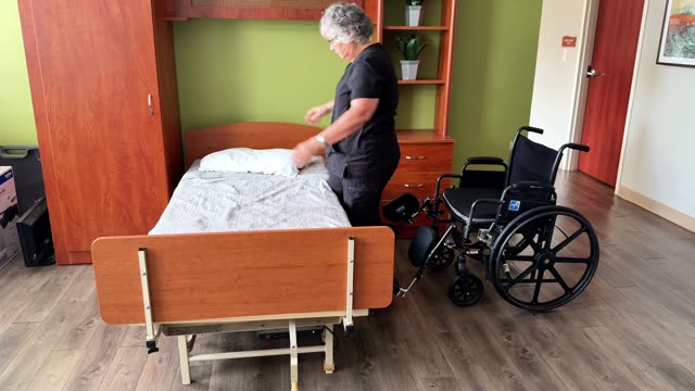 Wheelchair to bed: leg rests obstacle 3