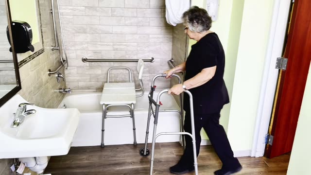 Walker to tub: unsafe reaching